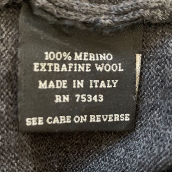 Marco Fiori Merino Wool V-Neck Sweater Men XL Charcoal Gray Made In Italy - Picture 9 of 10